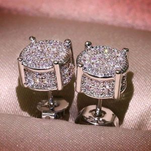 Exquisite Cubic Zirconia Stud Earrings for Men Women Gold Sier Crystal Screw Back Studs Earring Wedding Jewelry Gift 2024 AA