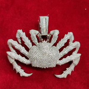 Примолаживание полного CZ King Crab Подвесное ожерелье с 24 дюйма без веревки цепь Золотая серебристая серебристая местность женщин хип -хоп подарки