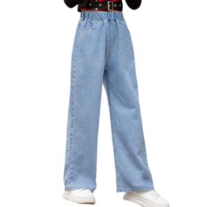 Calça jeans para meninas cor sólida crianças outono crianças estilo casual roupas infantis 6 8 10 12 14 221207