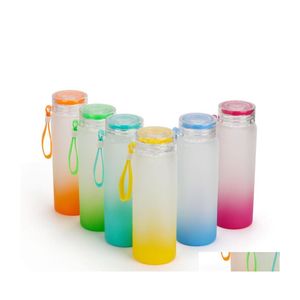 Tumblers sublimering vattenflaskan tumlar 500 ml frostade glasflaskor gradient tom tumbler dryck ware cups wll1306 droppleverans dhtw3