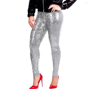 Calças femininas Mulheres brilhantes Tamanho Leggings Slim Troushers Clubwear grande senhoras Sexy Sexy Sexy