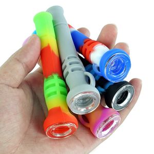 Tubos de silicone coloridos Tabaco seco Filtro de tabaco Tigela de vidro Bolso portátil Pocketing Mini Pipes de mão Lanterna Tubo do cigarro Tubo DHL