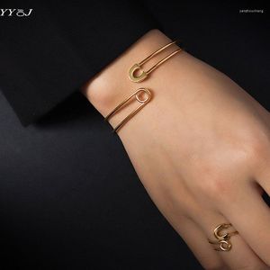 Wholesale Bangle Paperclip Safety Pin Open Cuff For Women Stainless Steel Adjustable Unique Cool Unusual Fashion Punk