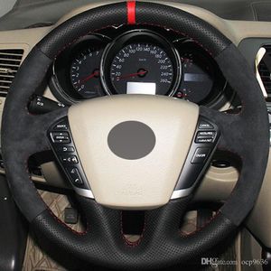 Для Nissan Teana 2008-2012 Murano 2009-20 2012 Черная подлинная кожаная замша DIY рулевое колесо с ручным колесом с ручным колесом