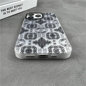 携帯電話のケースダブルレイヤー電気めっきデザイナー用iPhoneの電話ケース15 15 14 14 14pro Western Trend Phonecases Black Silks 15 14promax 13 12 Fashion Boy Rdnw