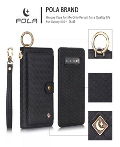 Pola voor Samsung Galaxy S8 S9 S10 plus S20 Ultra Note 8 9 10 20 Woven Patroon Zapper Business Leather Magnetic Wallet Case Split C4044195