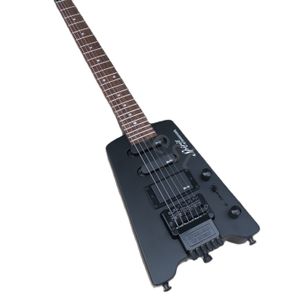 Lvybest In China Headless Electric Guitar Black Matte Paint Maple Guitar Head And Mahogany Body