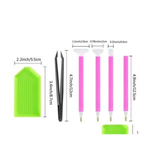 Craft Tools 15 Pieces Diamond Painting Tool Kits Beginner Diy 5D Tools Sets With Glue Tweezers Plastic Tray Needle Pen 4 8Bb E1 Drop Dh9Ay