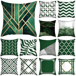 Poduszka zielona poduszka Abstarct geometryczna poduszka poduszka 45x45 cm kwadratowy patchwork poliestrowa sofa dekoracje talii