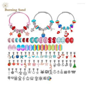 Wholesale Link Bracelets Burning Sand 100pcs DIY Handmade Toy Girl Bracelet Beaded Material Wear Bead Necklace Children Birthday Gift
