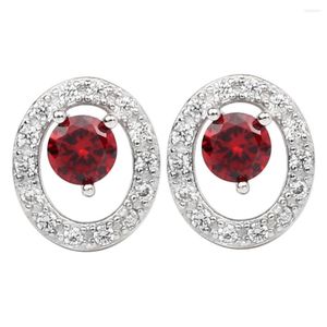 Stud Earrings Natural Red Garnet Women Silver 925 Jewelry Oval Base 5mm Gemstone January Birthstone Office Wear E079RGN