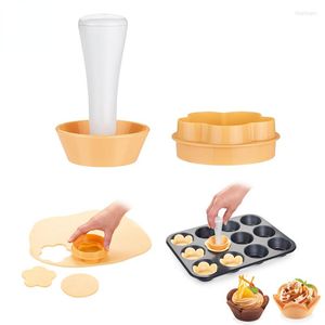 Baking Tools Plastic Round/Phyllo Tarte Shell Mold Set Include Tart/Pastry Tamper Dough Press Cookie Cutter For Confectioner 059