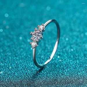 Cluster Rings Passed Diamond Test Total 0.26ct Six-jaw Moissanite Ring 925 Sterling Silver Cute Women Jewelry Gift Birthday