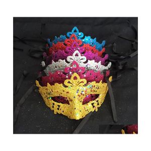Parti Maskeleri Moda Maskeleri Masquerade Mardi Gras Props Kadınlar Bling Style Swinkle Star Glitter Sequins Yarım Yüz Maskesi Birçok Renk Dh4dy