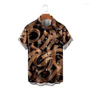 Men's Casual Shirts Chinese Style Black Letter Print Short Sleeve Shirt Harajuku Streetwear Men Hawaiian Summer Hip Hop Button Up Beach