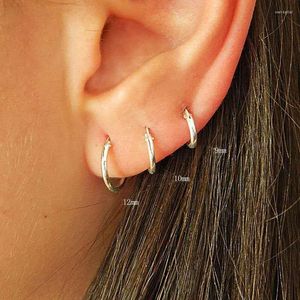 Hoop Earrings Authentic 925 Sterling Silver Simple Fashion 3cm/5cm Circle Round Earring For Women Trendy Jewelry