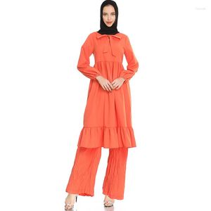 Roupas étnicas Palestina feminino muçulmano Casual Grande Tamanho Arma Abaya Vestido Islâmico Moda de duas peças Ramadã