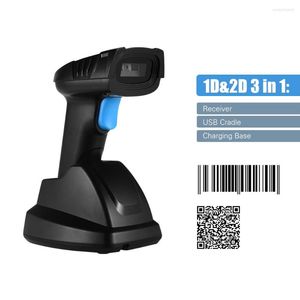 Aibecy 1D 2D QR Wireless Barcode Scanner Barcode Reader mit USB Cradle Empfänger Ladestation 100 m lange Übertragungsdistanz