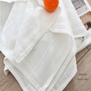 Guardanapo de mesa jacquard linho lavado tampa pequena toalha francesa 80x80cm Pano branco Trepa de mesa quadrada