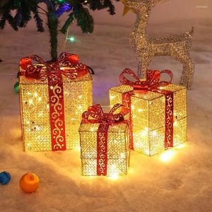 Opakowanie prezentów 3PCS/SET Świąteczne światło światło Luminous Present Box z/bez świateł na przyjęcie domowe Święto Święta