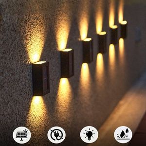Garden Decorations 68LED Solar Wall Lamp Outdoor Waterproof Up and Down Luminous Lighting Decoration Light Stairs Fence Sunlight 221208