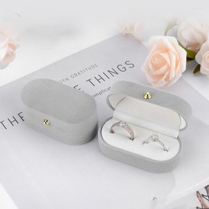 Jewelry Pouches Velvet Trinket Luxury Quality Box Organizer Double Rings Wedding Gift Showcase