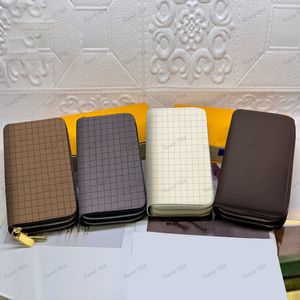 Designer Wallets Women Messenger Wallet Multilevel Card Holder Old Flower Grid Luxury Double Zipper Purse Check Folder