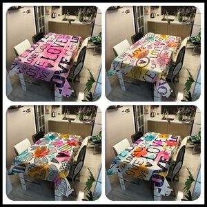 Table Cloth Love Print TableCloth Waterproof Rectangle Dining Cover Coffee Tables For Living Room Kitchen Decoration Nappe De