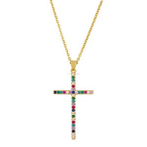 Uppdatera 18K Gold Cross Necklace Fashion Diamond Pendant Chains Women Mens smycken Will och Sandy Gift