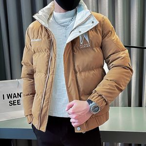 Herrar ner parkas mode vinterjackor avslappnade smala passformar puffer rockar tjockare varm hiphop överrock social streetwear kläder 221207