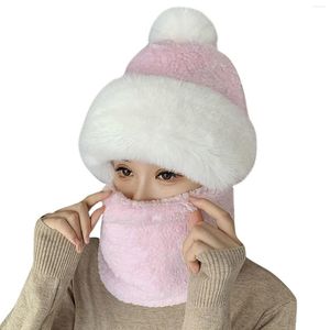 Berets Winter Hat For Men Headgear Lined Women Windproof Scarf Warm Set Soft Knitted H