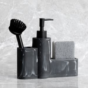 Liquid Soap Dispenser Kitchen Marble Look Hand and Dish Pump Bottle Sink Washing brush Sponge Holder 3 in 1 221207