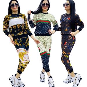 2024 Designer brand Donna Tute Stampa 2 pezzi Set manica lunga Felpa Pullover Pantaloni Tute Autunno Inverno Abbigliamento Tute da jogging 8840.3