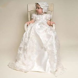 First Communion Dresses baby baptism dress Long lace dress Hat three-piece children's wear WD1263