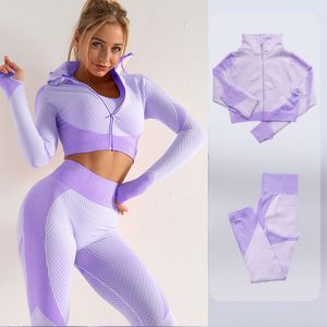 Women Yoga Outfits Set Gym Clothing Ladies Sports Pants Fitness Wear Running Trousers Clothes Yoga Top Leggings Female Seamless Tights Athletic Apparel