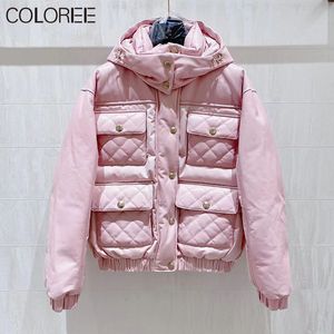 Women's Down Parkas Brand Designers Pink blue black Jackets for Women Korean Fashion Oversized Cotton Winter Coat Female Manteau Femme Hiver 221207