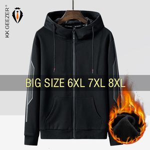 Herren Hoodies Sweatshirts Winter Männer Fleece Schwarz 68% Baumwolle 5XL 6XL 7XL 8XL Zipper Plus Größe Streetwear Kapuzen Sportswear Herbst 221207