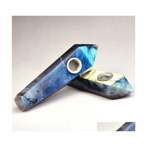 Smoking Pipes Quartz Crystal Smoking Pipes Metal Filter Sn Cigarette Pipe Vintage Stone Herb Handpipes High Hardness Portable 39Cr G Dh20G