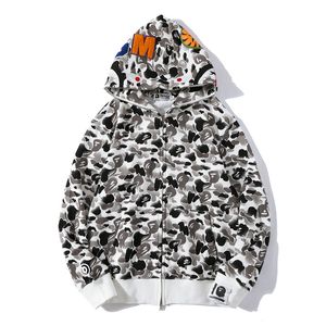 Wholesale Bape Designer Mens Hoodie Chinese Painting Camo Pattern Letter Print Long Sleeve Coat Fashion Brand Zipper Top White Asian Size M-3XL