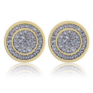 Whole-925 Sterling Srebrny lodowany CZ Premium Diamond Cluster Zirconia Okrągły śrubowe kolczyki dla mężczyzn Hip Hop Jewelry308k