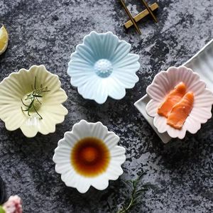 Plates Ceramic Plate Dinner Tray Sauce Dish Dessert Christmas Dishes Mini Flower Relish Vajillas Platos 1set/4pcs