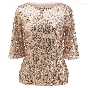 Women's Blouses 2022 Runway Sexy Sequined Blouse Shirt Short Sleeve Vintage Top Women Tunic High Street Wear Clothes Plus Size Blusas