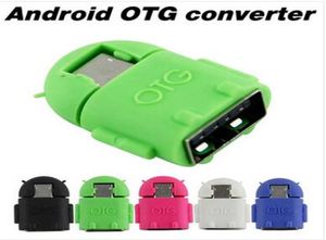 Micro Mini Cabo Adaptador OTG USB para Samsung Galaxy S3 S4 HTC Tablet PC mp3 mp4 smartphone smart Multi Color Android Robot Shape6554260