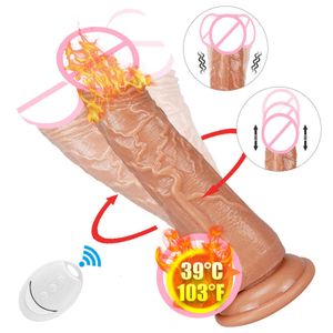 Sex Toy Dildo Telescopic Realistic Vibrator Toy for Adults Wireless Remote Penis Kvinnlig Anus Masturbators Sug Cup Dildofor Women