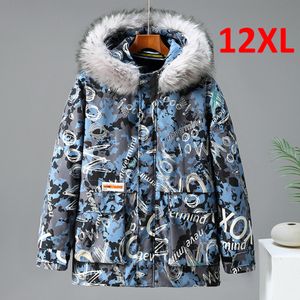 Herren Daunenparkas 12XL 10XL Plus Size Parka Männer Winter Dicke Jacke Mantel Liner Abnehmbare Hip Hop Mode Graffiti Print Männlich Big 221207