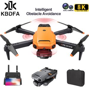 Intelligent Uav KBDFA P8 Drone 8K With ESC HD Dual Camera 4K Wifi FPV 360 Full Obstacle Avoidance Optical Flow Hover Foldable Quadcopter Toys 221208