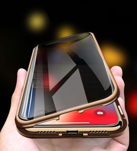 Prywatność metalowa etui magnetycznych dla iPhone'a xr xs 11 12 Pro Max Anti podglądanie przezroczyste dwustronne szklane szklane szklane 360 ​​Pełna ochrona 4349746