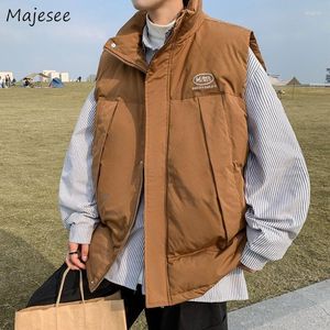 Men's Vests Waistcoats Men Ropa Hombre Cozy Zip Up Unisex Baggy M-3XL Teens Students Clothing Winter Warm Sleeveless Trendy Chalecos