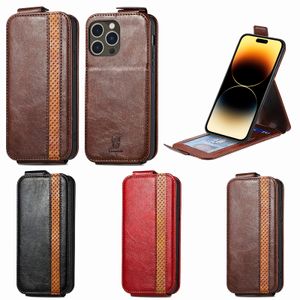 Wallet Phone Cases for iPhone 14 13 12 11 Pro Max X XS XR 7 8 Plus Pure Color PU Leather Opening Up and Down Flip Kickstand Cover Case with Card Slots