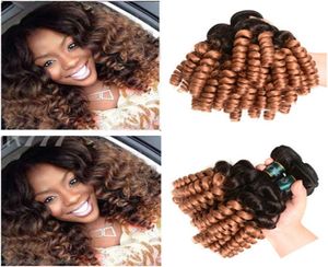 1B30 Medium Auburn Ombre Virgin Brasilian Aunty Funmi Human Hair Bundles Deals 3st Romance Curls Reddish Brown Ombre Human Hair6632486